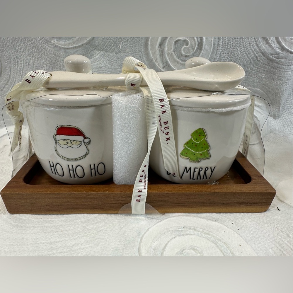 Rae Dunn Holiday Ceramic Set - White and Green